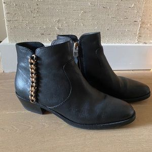 Coach Corine Ankle Boots w/ Gold Chain - Black